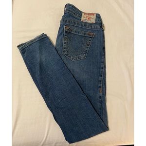 True Religion Distressed Skinny Blue Jeans - 28